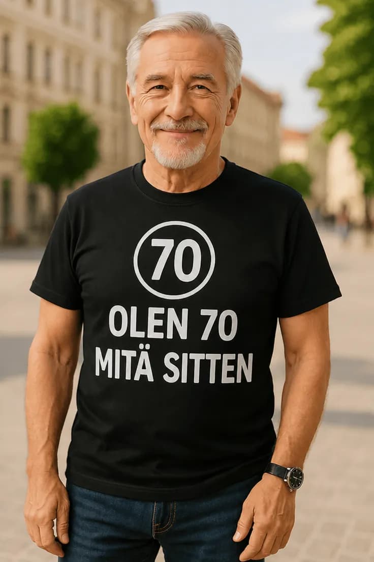 Hauska t-paita 70 vuotta mitä sitten
