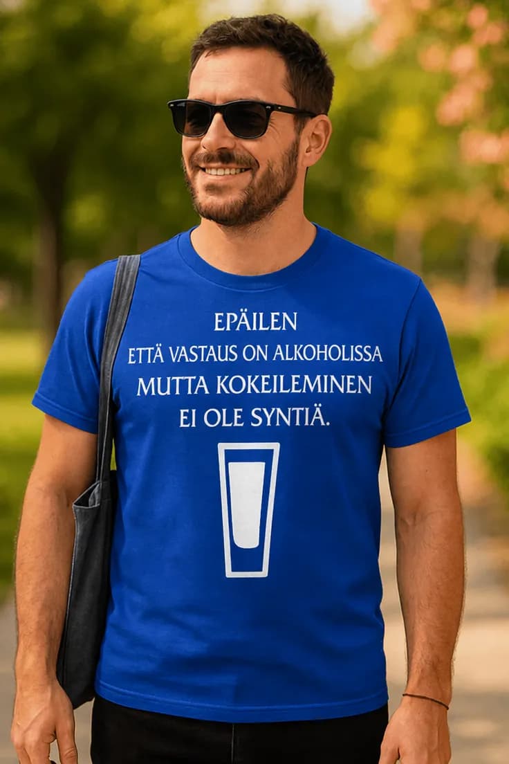 Hauska t-paita Alkoholi ei ole vastaus | EPÄILEN