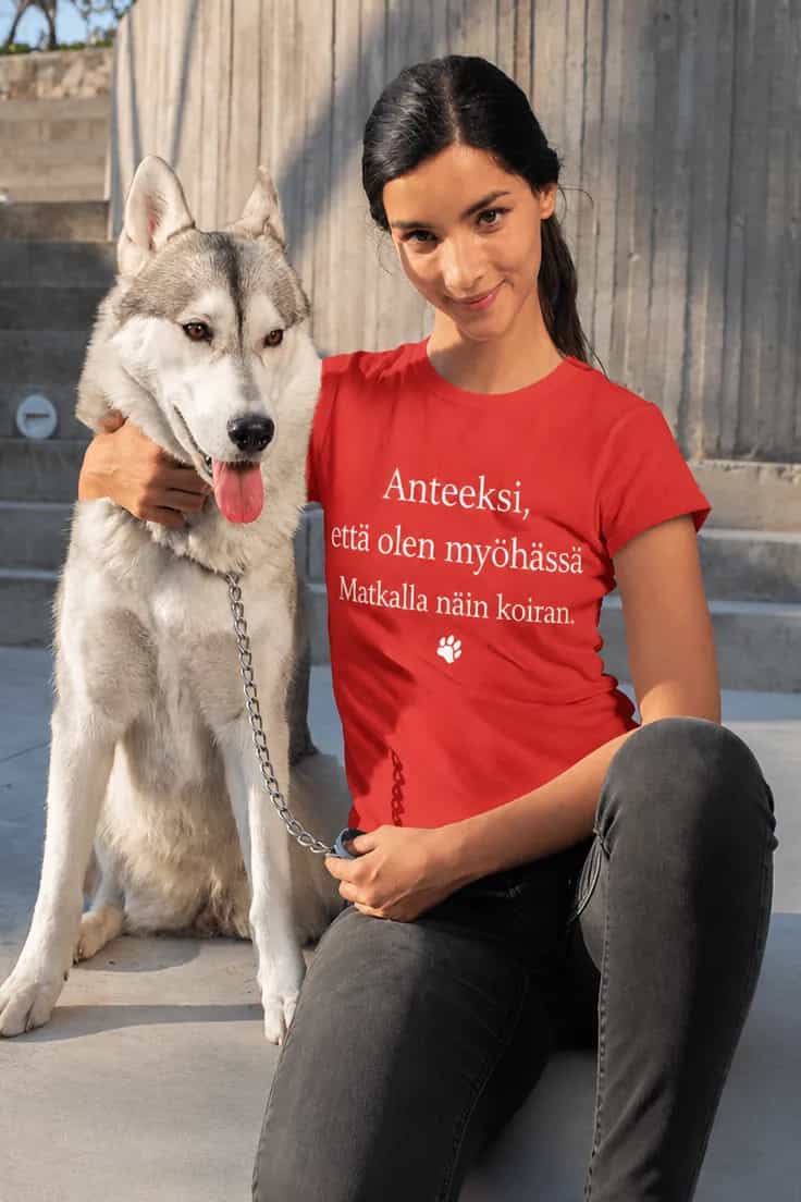 Hauska t-paita Anteeksi olen myöhässä