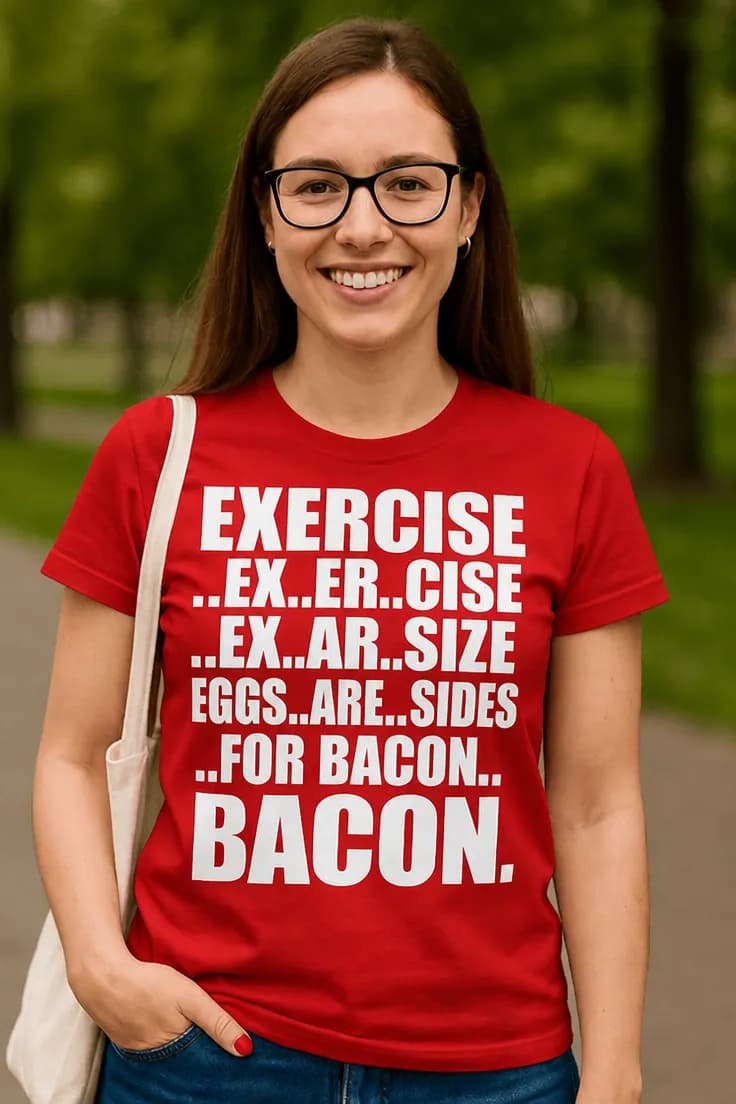 Hauska t-paita Bacon – EXERCISE ..EX..ER..CISE