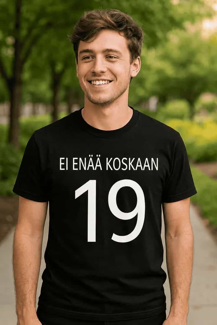 Hauska t-paita EI ENÄÄ KOSKAAN 19