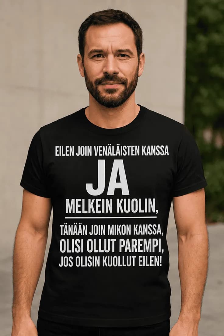 Hauska t-paita Eilen join nimellä – Mikko