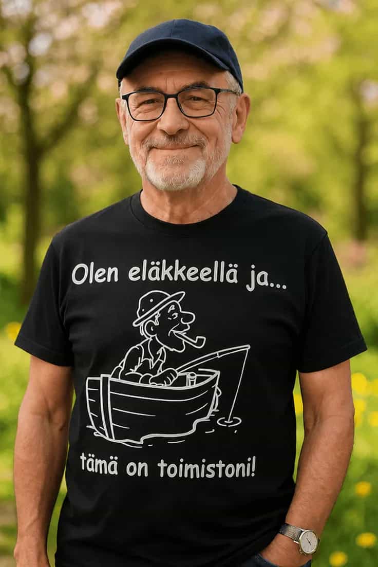 Hauska t-paita Eläkkeellä oleva kalastaja