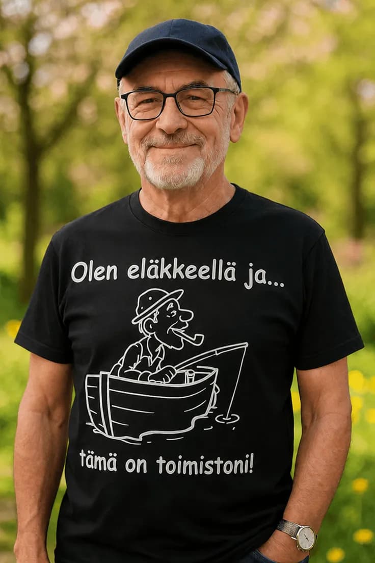 Hauska t-paita Eläkkeellä oleva kalastaja