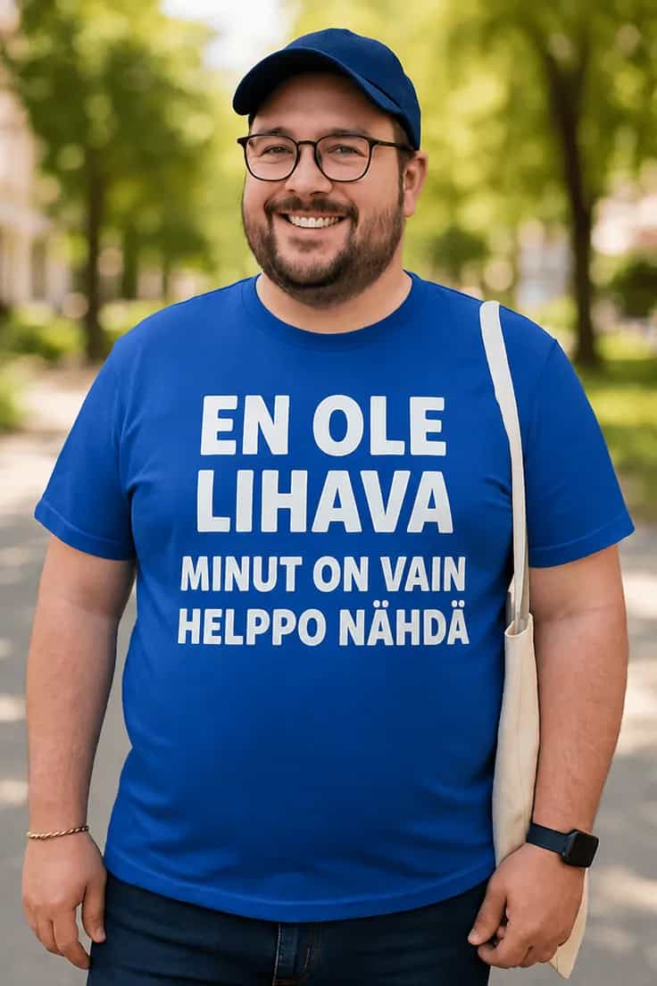 Hauska t-paita: En ole lihava, vaan energinen