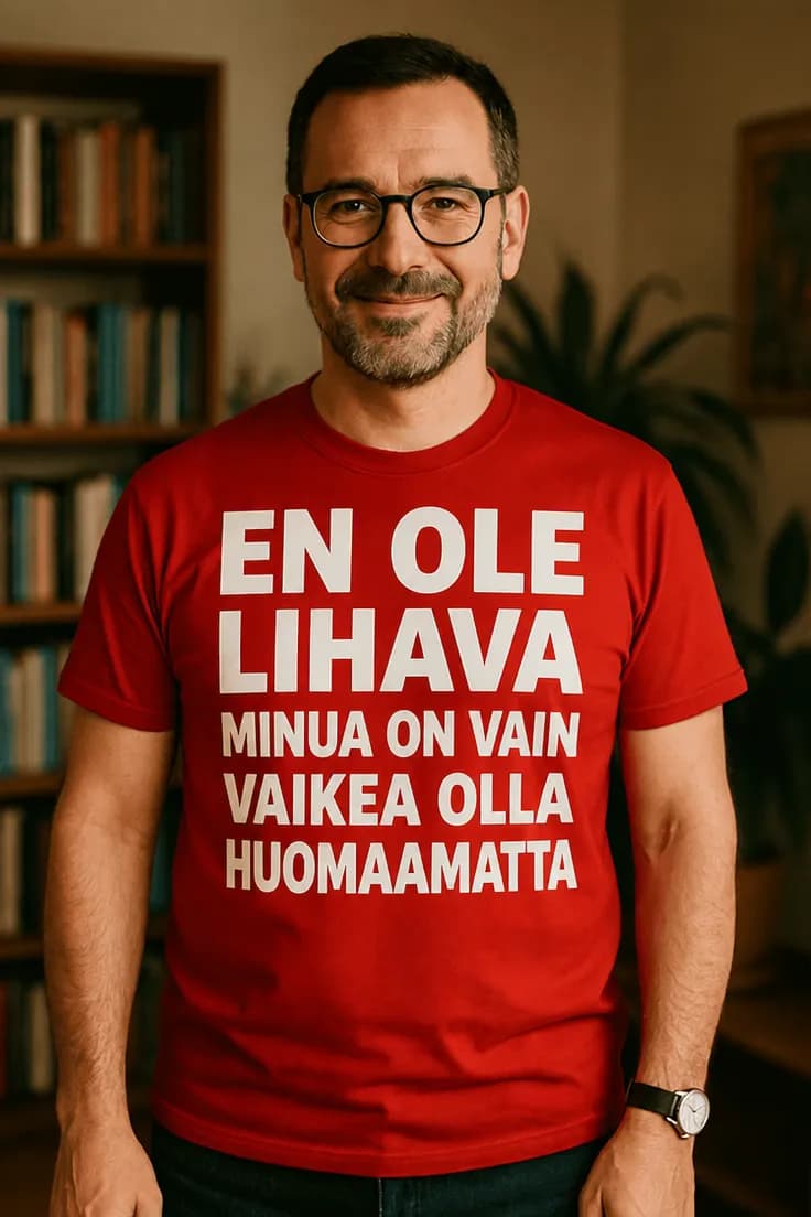 Hauska t-paita: En ole lihava, vaan talvivarasto