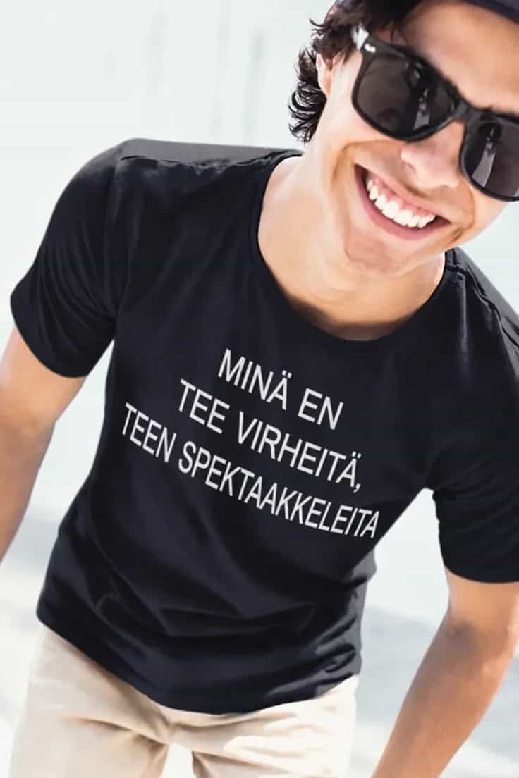 Hauska t-paita En tee virheitä – MINÄ EN TEE
