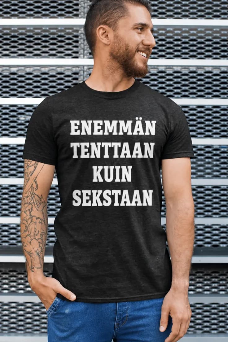 Hauska t-paita Enemmän tenttaan kuin sekstaan