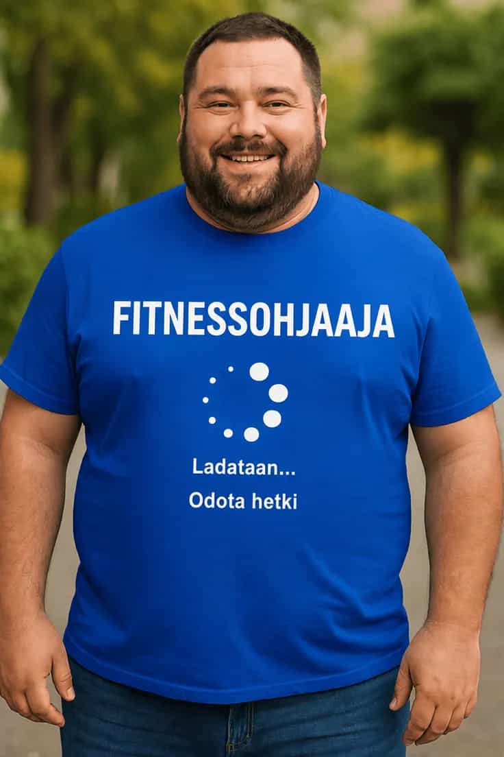 Hauska t-paita Fitnessohjaaja latautuu