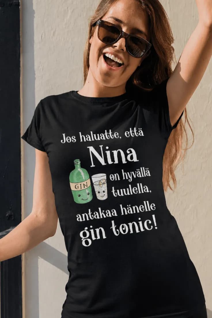 Hauska t-paita Gin tonic nimellä – Jos haluatte