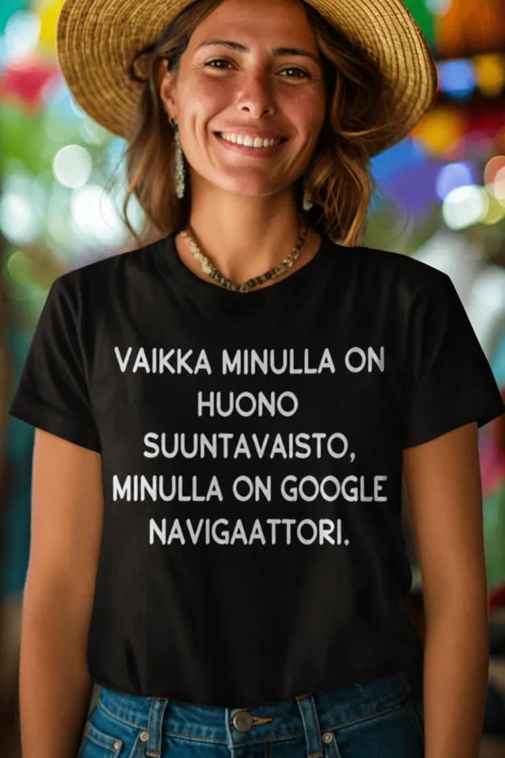 Hauska t-paita Google navigointi – VAIKKA MINULLA