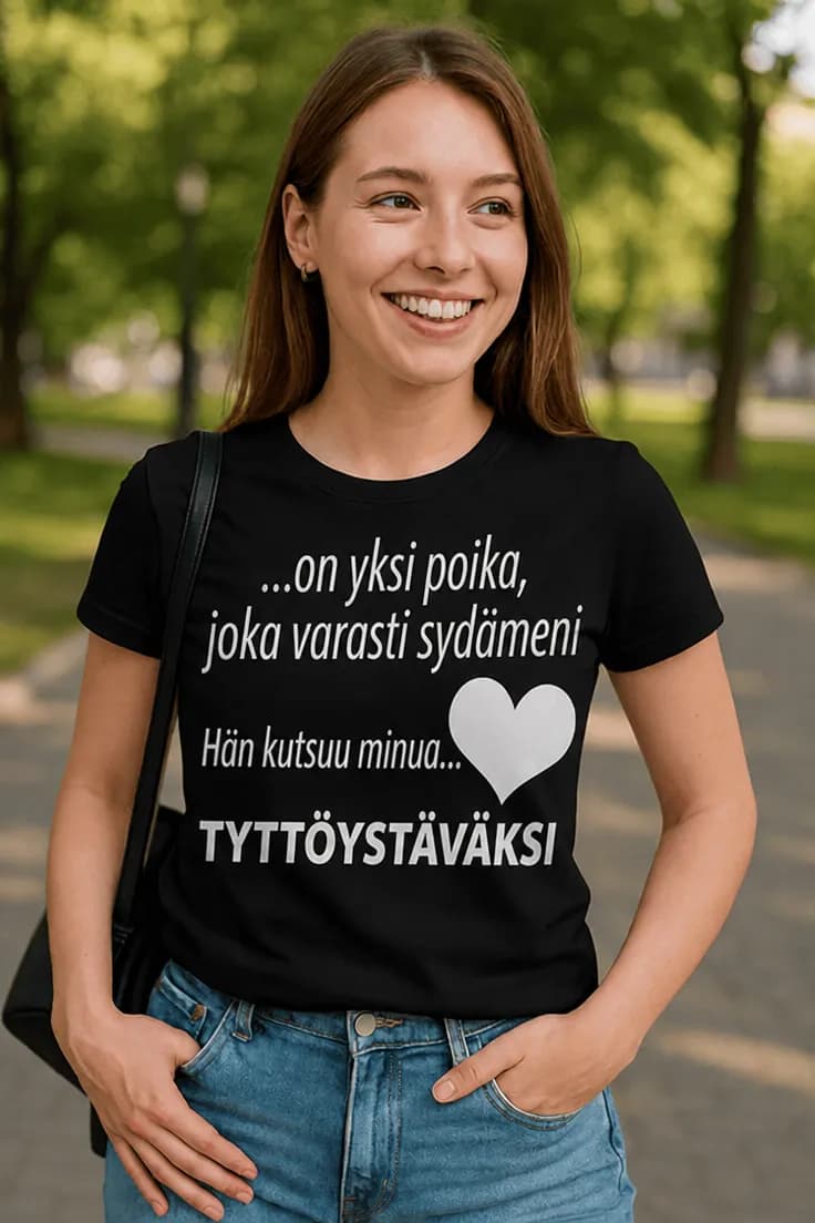Hauska t-paita Hän kutsuu minua tyttöystäväksi