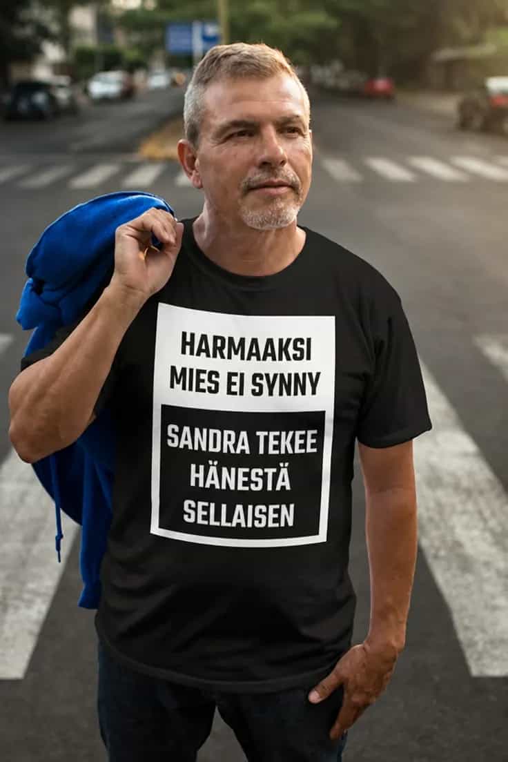 Hauska t-paita Harmaaksi tehty nimellä