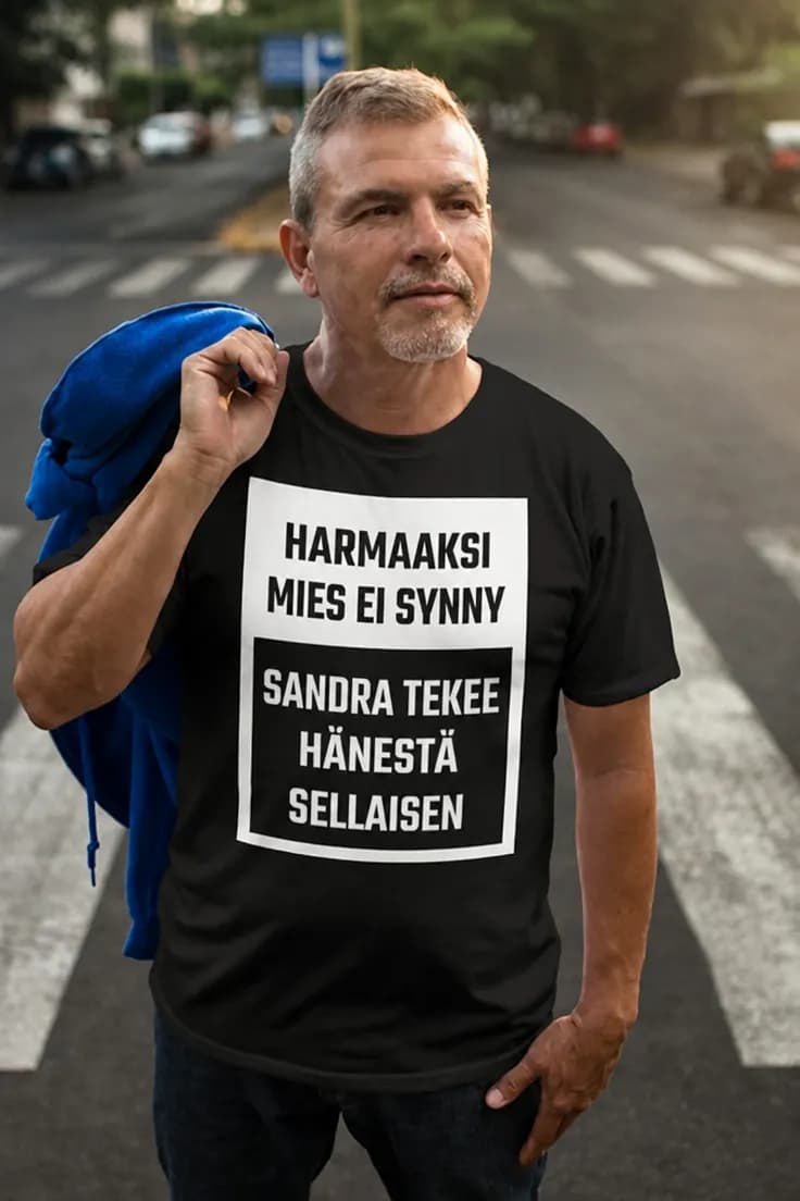 Hauska t-paita Harmaaksi tehty nimellä