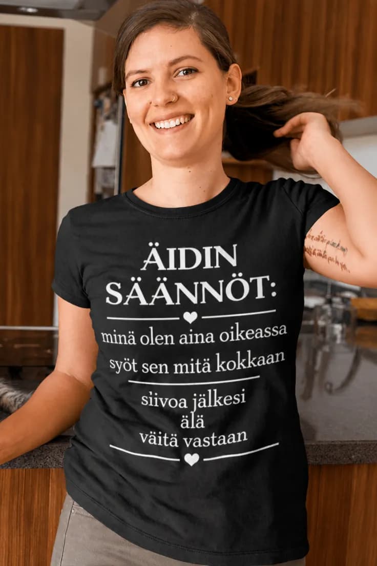 Hauska t-paita Äidin säännöt – ÄIDIN SÄÄNNÖT: