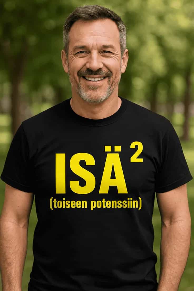 Hauska t-paita Isä² – ISIJ (toiseen potenssiin)