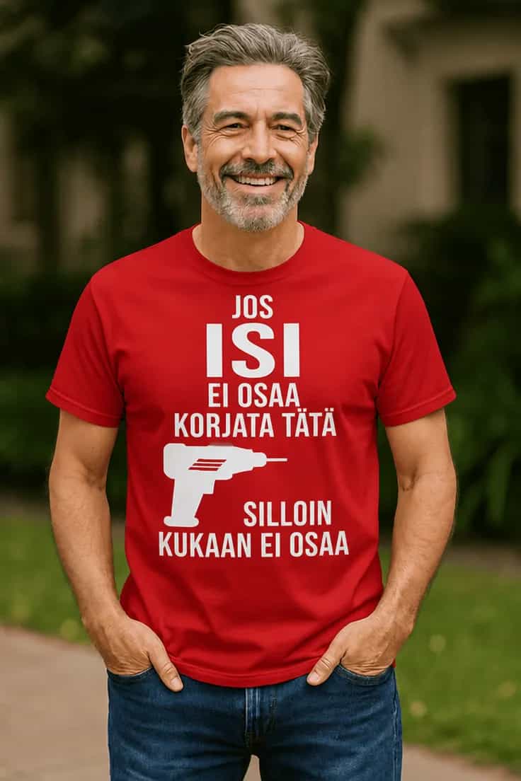 T-paita Isi korjaa kaiken omalla tekstillä