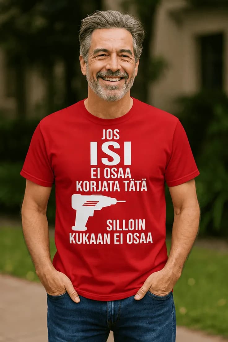T-paita Isi korjaa kaiken omalla tekstillä