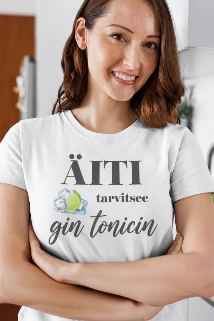 Hauska t-paita Äiti tarvitsee gin tonicin