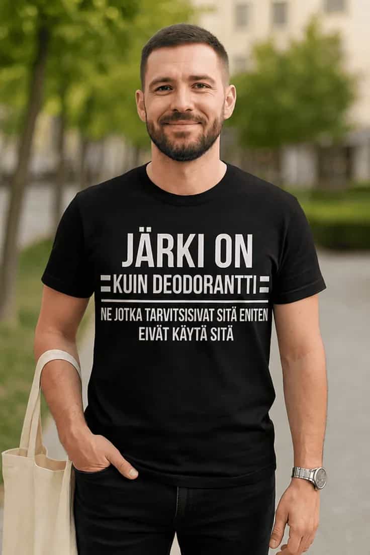 Hauska t-paita Järki on kuin deodorantti