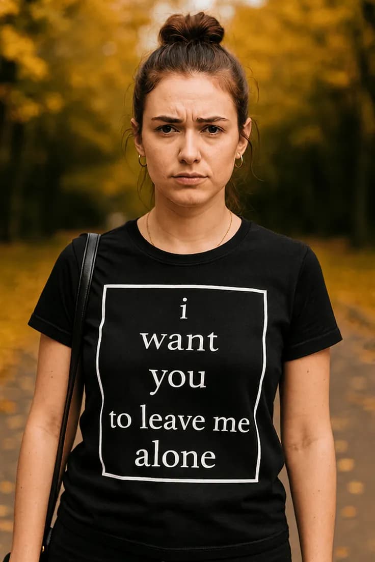 Hauska t-paita Jätä minut rauhaan – i want you to le