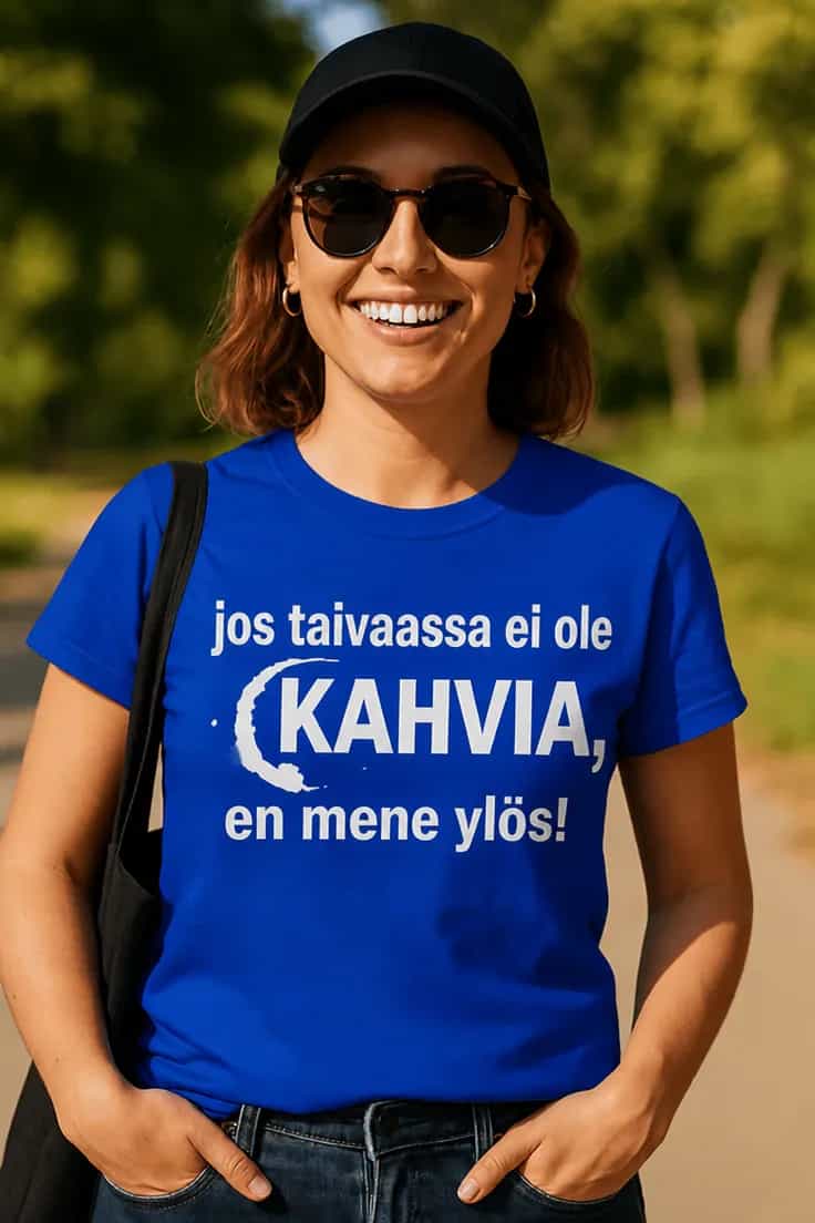 Hauska t-paita Kahvia taivaassa – jos taivaassa