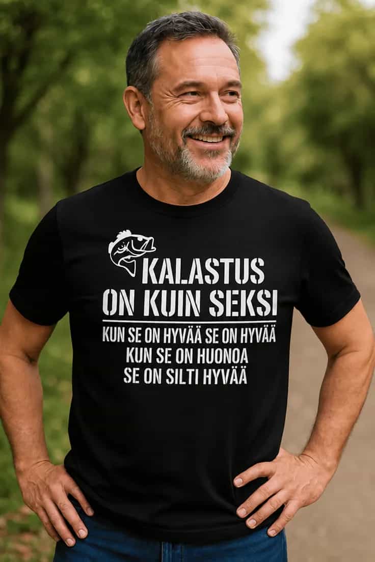 Hauska t-paita Kalastus on kuin seksi