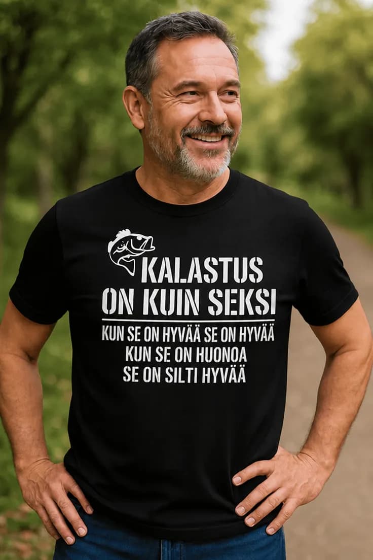 Hauska t-paita Kalastus on kuin seksi