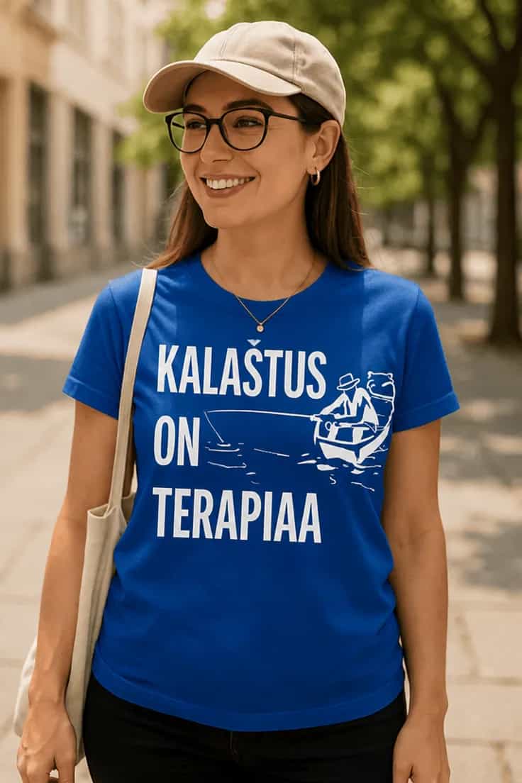 Hauska t-paita Kalastus on terapiaa | KALASTUS ON