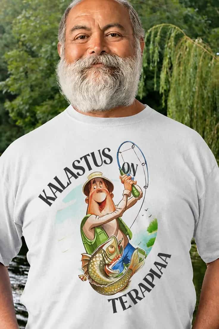 Hauska t-paita Kalastus on terapiaa