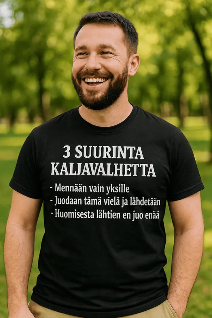 Hauska t-paita Kaljavalheet – 3 SUURINTA