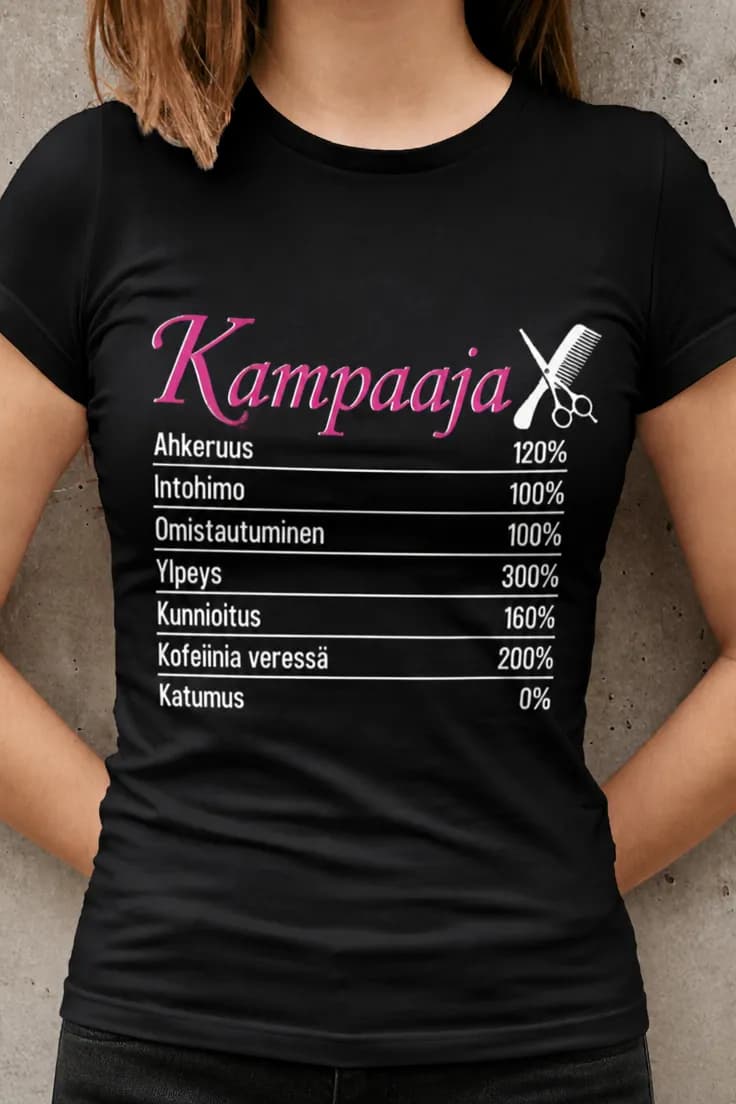 Hauska t-paita Kampaajan prosentit – Kampaaja