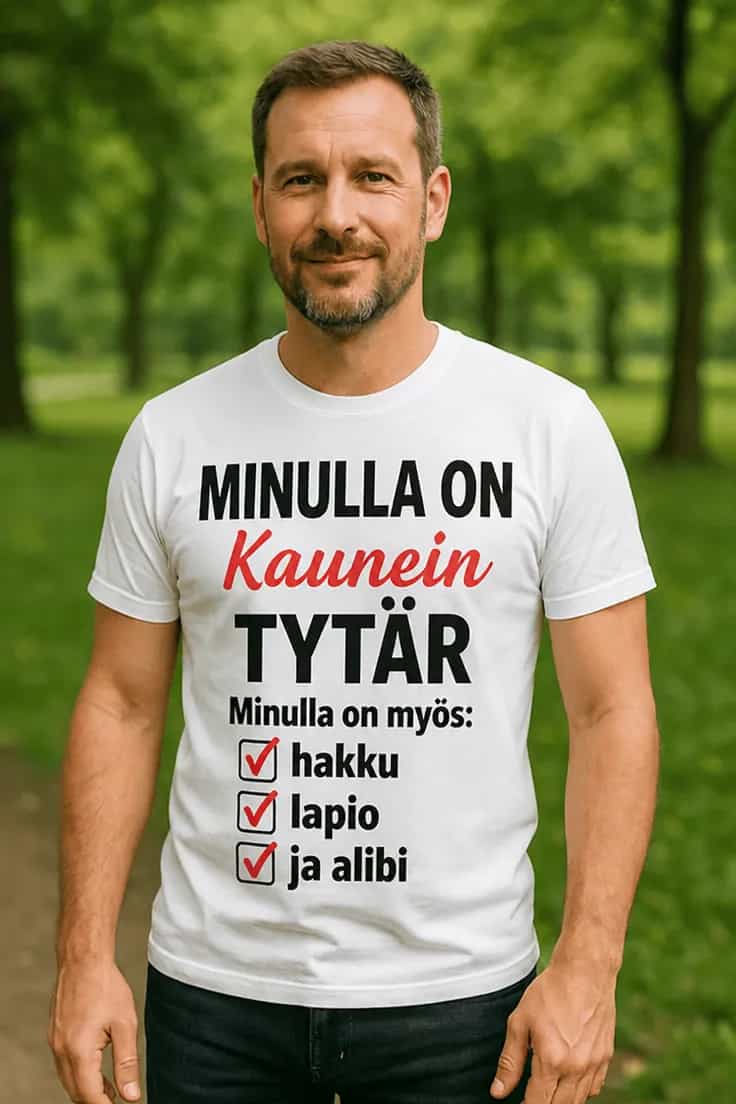 Hauska t-paita Kaunein tytär ja alibi | MINULLA ON