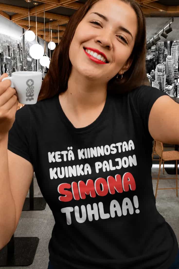 Hauska t-paita Ketä kiinnostaa tuhlaaminen nimellä