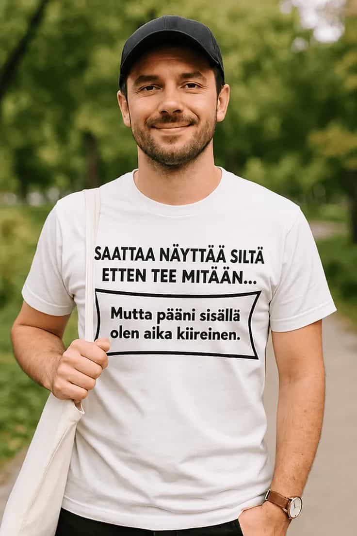 Hauska t-paita Kiireinen omassa päässä – SAATTAA