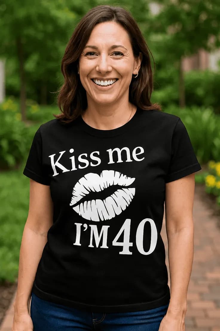 T-paita Kiss me valitsemallasi iällä