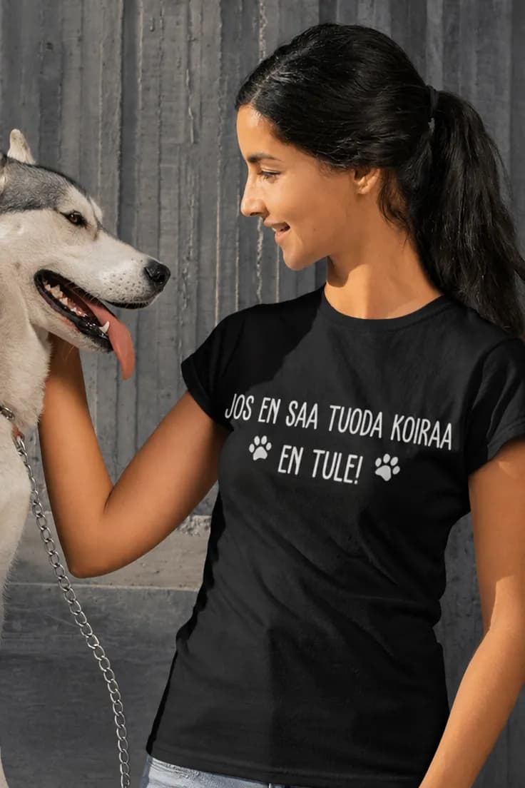 Hauska t-paita Koiran kanssa tai ei ollenkaan