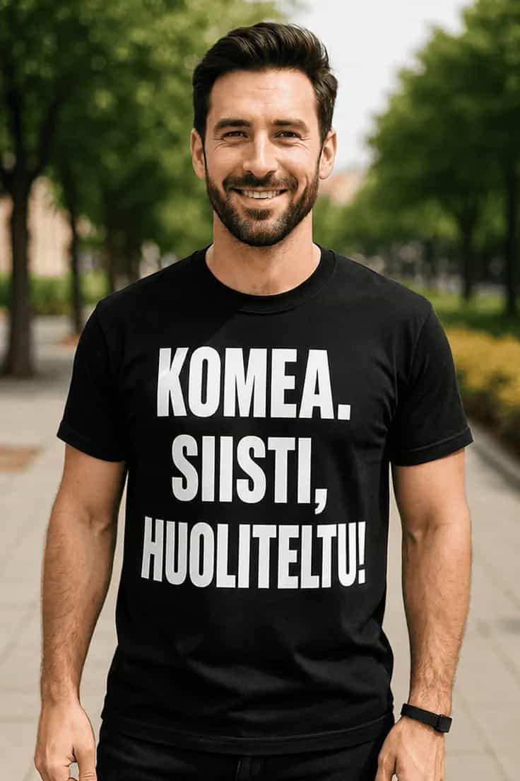 Hauska t-paita Komea siisti huoliteltu