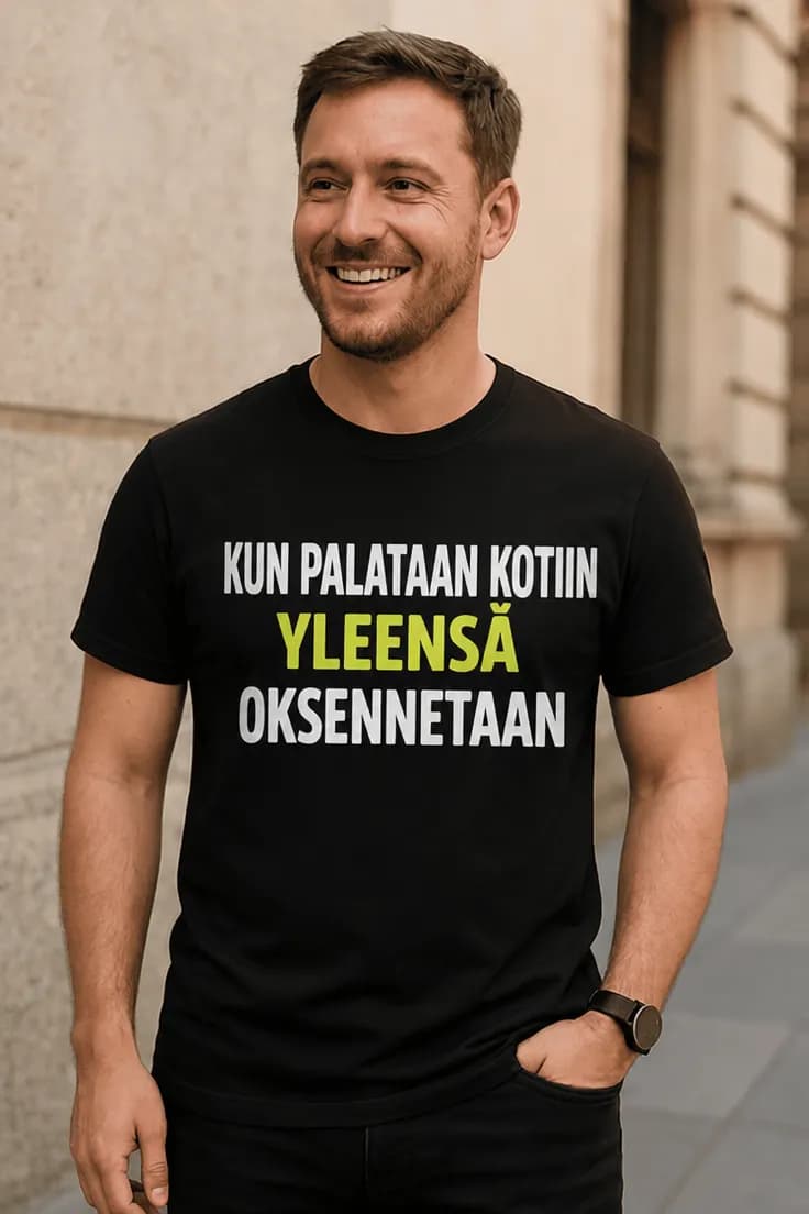 Hauska t-paita Kotiin palatessa oksennetaan