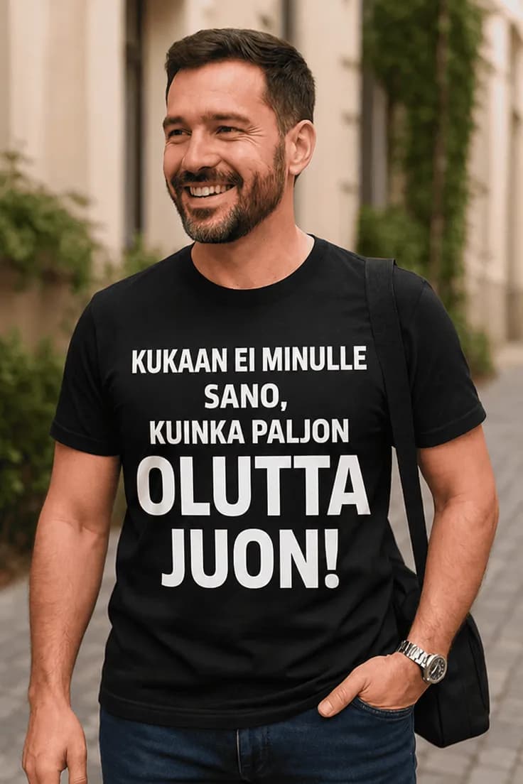 Hauska t-paita Kukaan ei määrää oluesta
