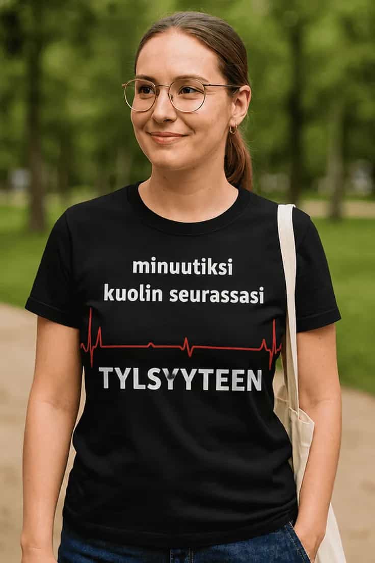 Hauska t-paita Kuolin tylsyyteen minuutiksi