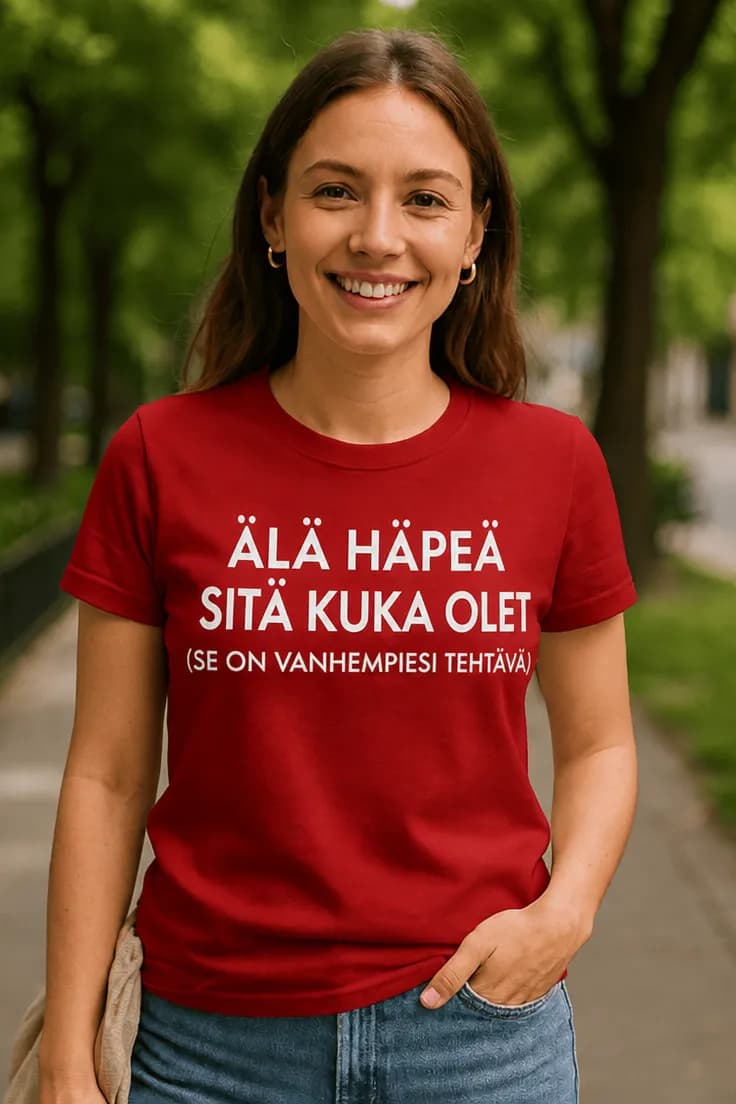Hauska t-paita Älä häpeä kuka olet – ÄLÄ HÄPEÄ
