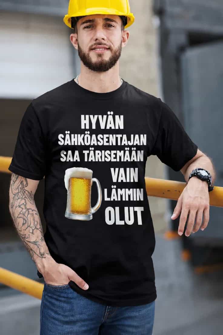 Hauska t-paita Lämmin olut sähköasentajalle