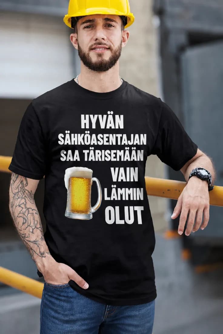 Hauska t-paita Lämmin olut sähköasentajalle