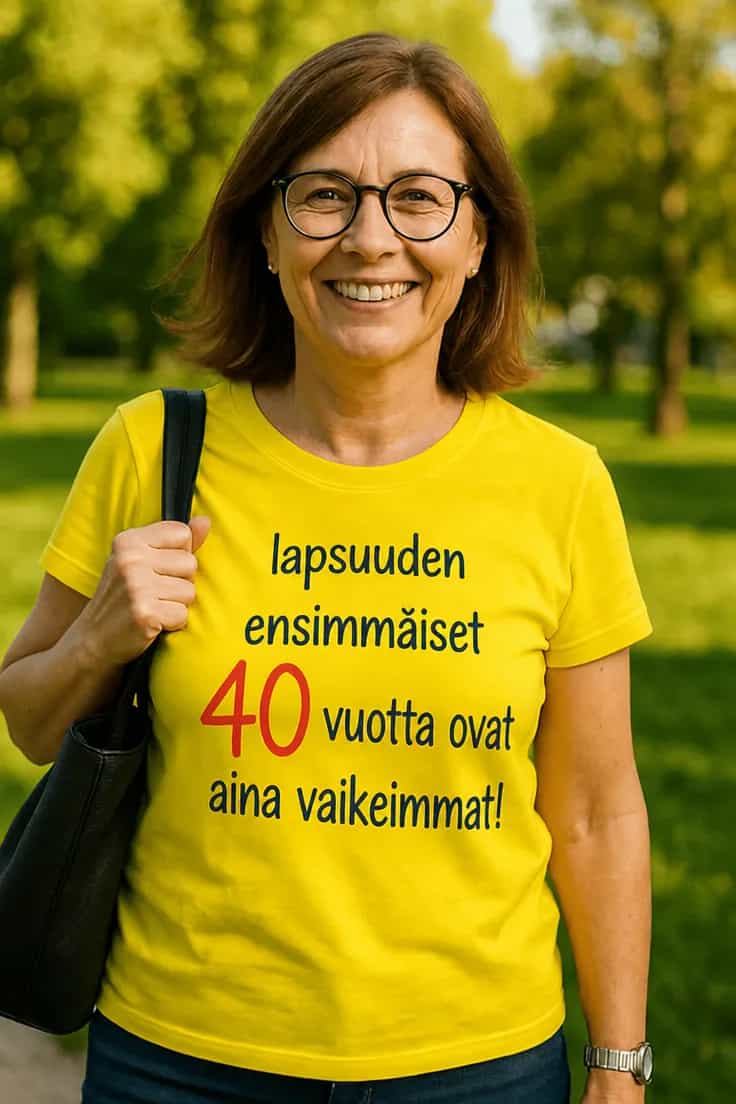 Hauska t-paita Lapsuuden ensimmäiset 40 vuotta