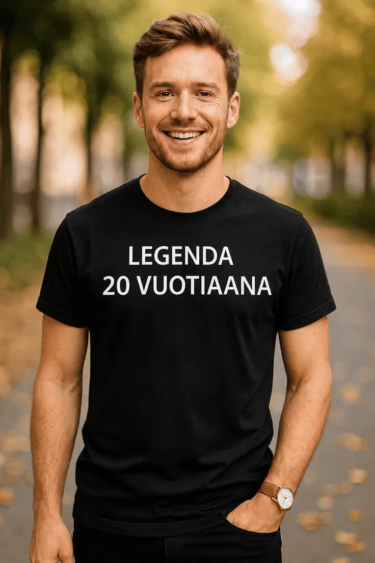 Hauska t-paita Legenda 20 vuotiaana