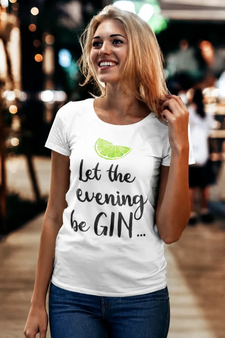 Hauska t-paita Let the evening be GIN....