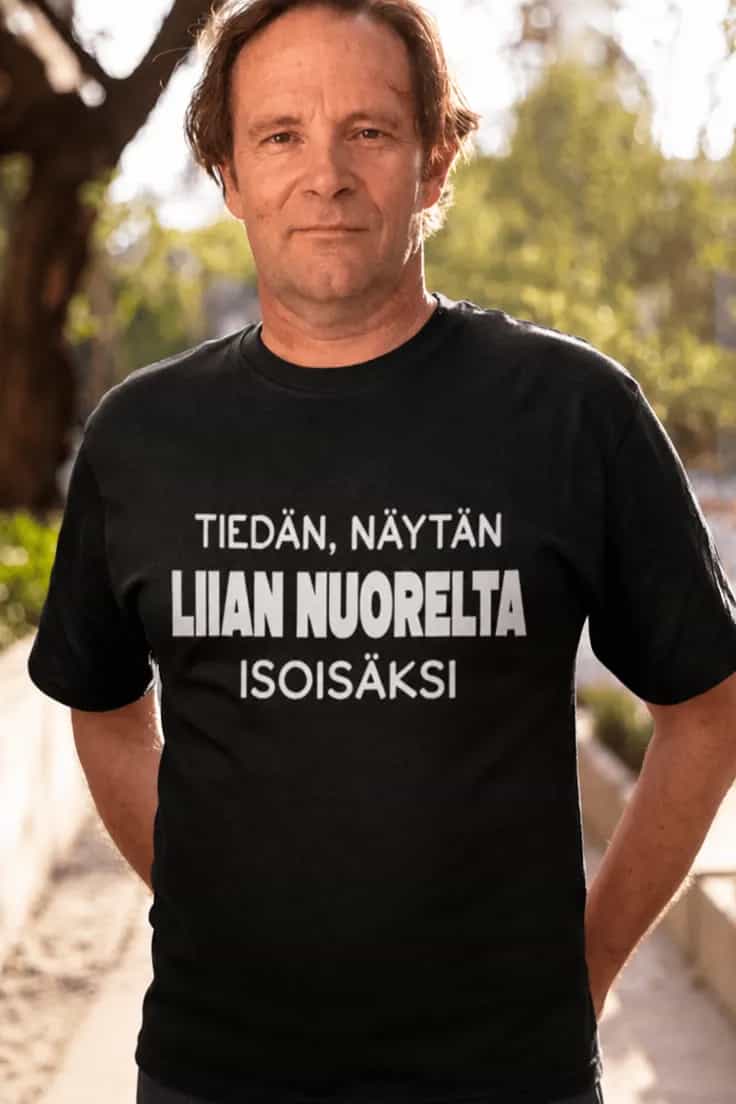 Hauska t-paita Liian nuori isoisäksi