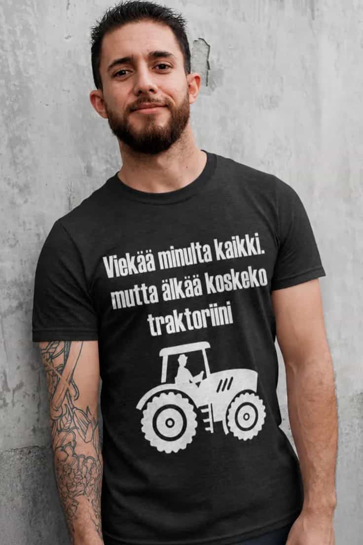 Hauska t-paita Älkää koskeko traktoriini