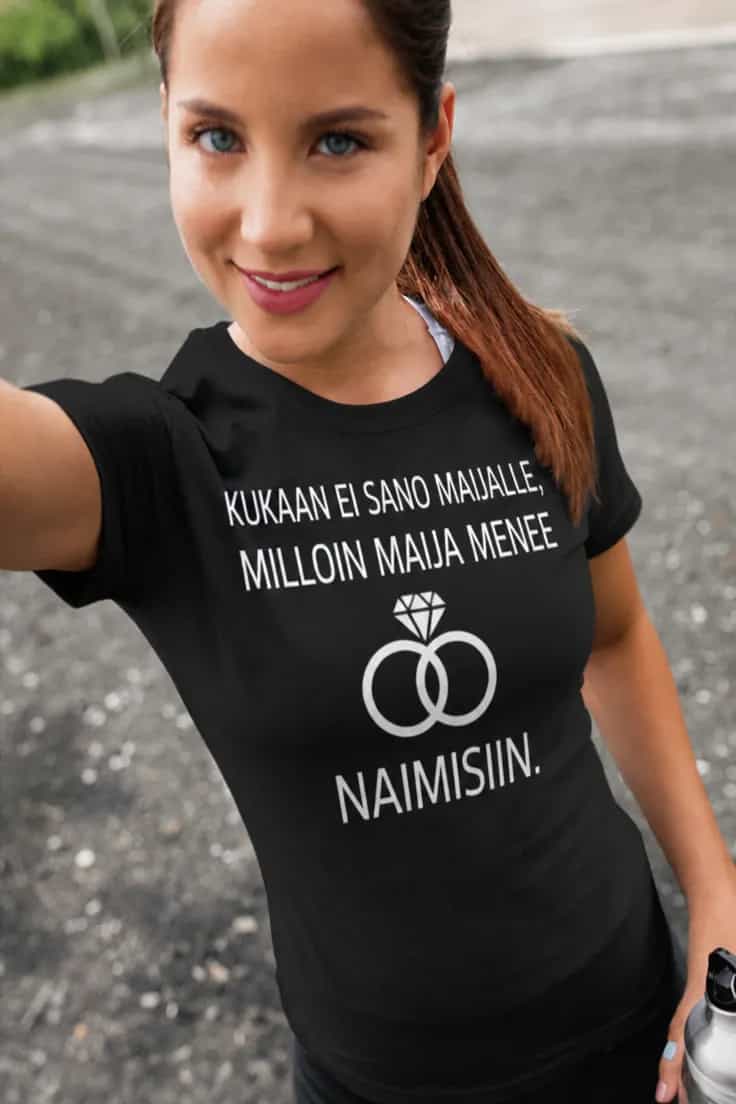 Hauska t-paita Menee naimisiin nimellä – KUKAAN EI